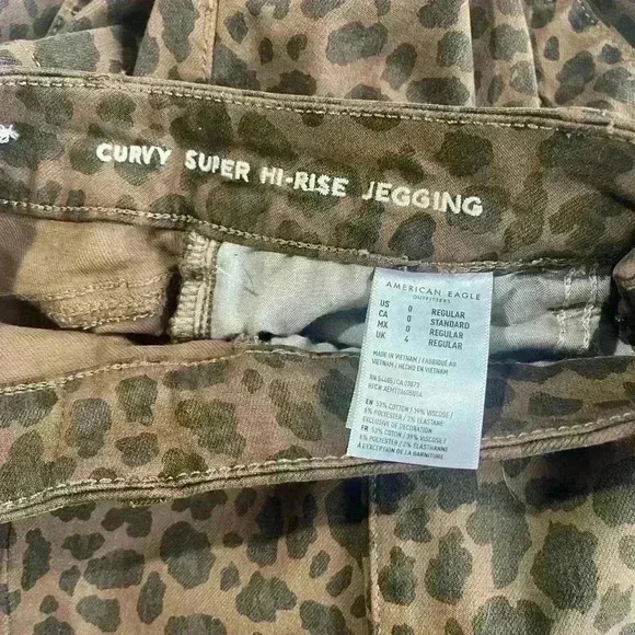 American Eagle NEW leopard  cheetah curvy super hi-rise jegging size 0 women’s - Picture 7 of 8
